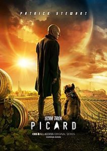 Poster for the TV show Star Trek Picard featuring a Pit Bull dog actor